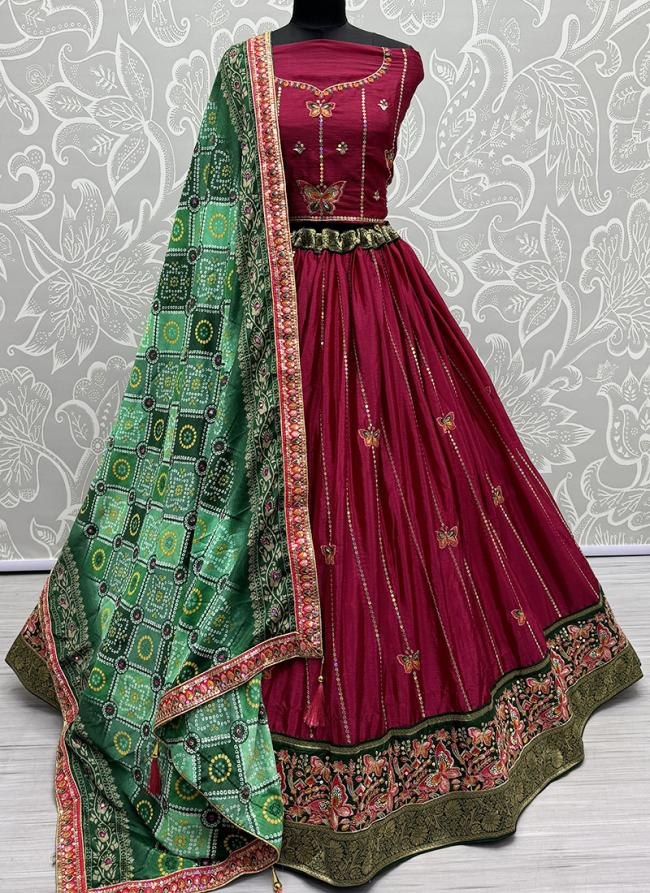 Silk Dark Pink Wedding Wear Embroidery Work Lehenga Choli